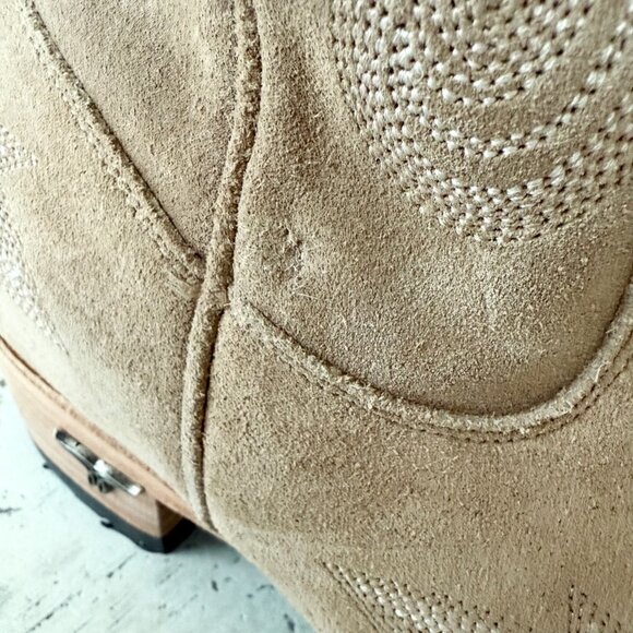 Lane LEXINGTON Over the Knee Womens Cowboy Boots 8.5 Latte Suede Western Cowgirl - Picture 2 of 14